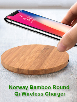 Norway Bamboo Round Qi Wireless Charger 
